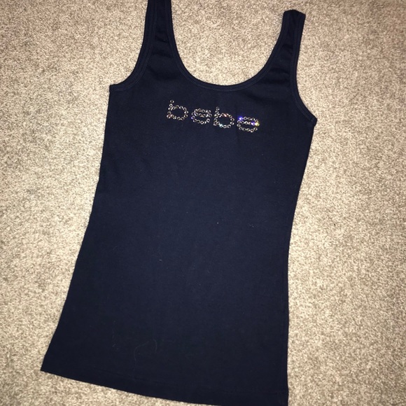 bebe Tops - Bebe navy tank top with rhinestone letters